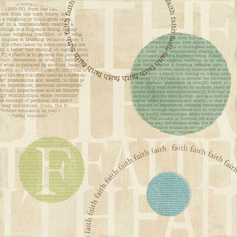 Circle of Words - Faith Black Modern Wood Framed Art Print with Double Matting by Charron, Veronique