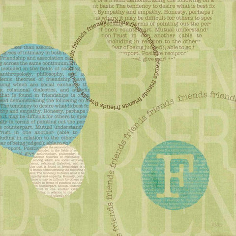 Circle of Words - Friends Gold Ornate Wood Framed Art Print with Double Matting by Charron, Veronique