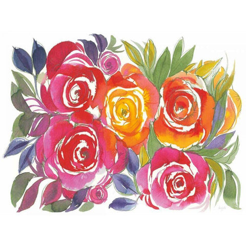 Bold Roses I Black Modern Wood Framed Art Print by Rice, Kristy