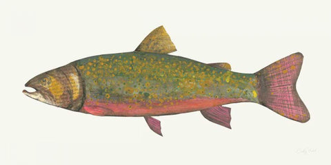 Angling in the Stream II White Modern Wood Framed Art Print with Double Matting by Prahl, Courtney