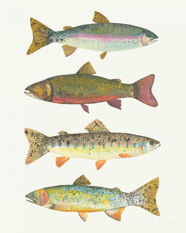 Angling in the Stream V White Modern Wood Framed Art Print with Double Matting by Prahl, Courtney