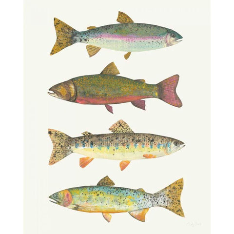 Angling in the Stream V Gold Ornate Wood Framed Art Print with Double Matting by Prahl, Courtney