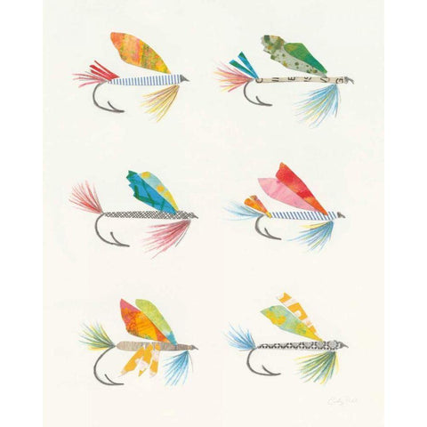 Angling in the Stream Lures White Modern Wood Framed Art Print by Prahl, Courtney