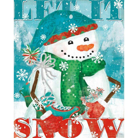 Snowy Fun II Gold Ornate Wood Framed Art Print with Double Matting by Charron, Veronique