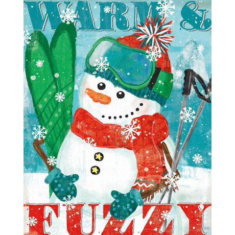 Snowy Fun III Black Modern Wood Framed Art Print by Charron, Veronique