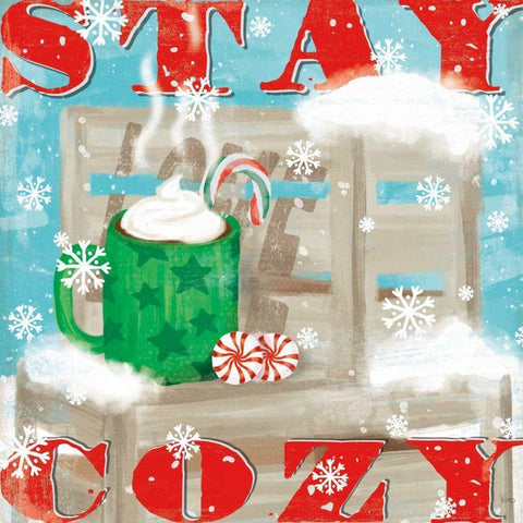 Snowy Fun VI Gold Ornate Wood Framed Art Print with Double Matting by Charron, Veronique