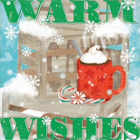 Snowy Fun VII Black Ornate Wood Framed Art Print with Double Matting by Charron, Veronique