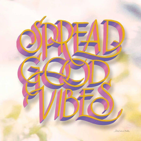 Spread Good Vibes Black Modern Wood Framed Art Print by Miller, Sara Zieve