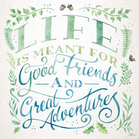 Good Friends and Great Adventures I Gold Ornate Wood Framed Art Print with Double Matting by Penner, Janelle