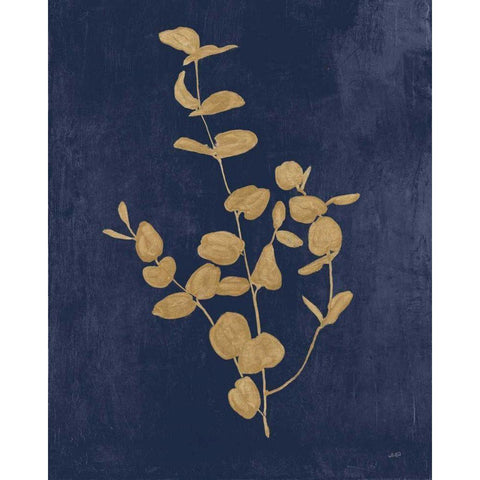 Botanical Study II Gold Navy Black Modern Wood Framed Art Print with Double Matting by Purinton, Julia