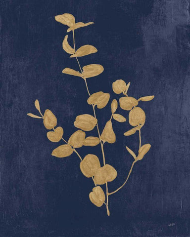 Botanical Study II Gold Navy White Modern Wood Framed Art Print with Double Matting by Purinton, Julia