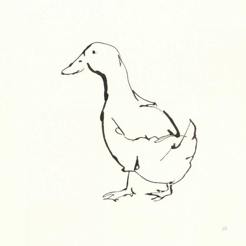 Line Duck I Black Modern Wood Framed Art Print with Double Matting by Paschke, Chris