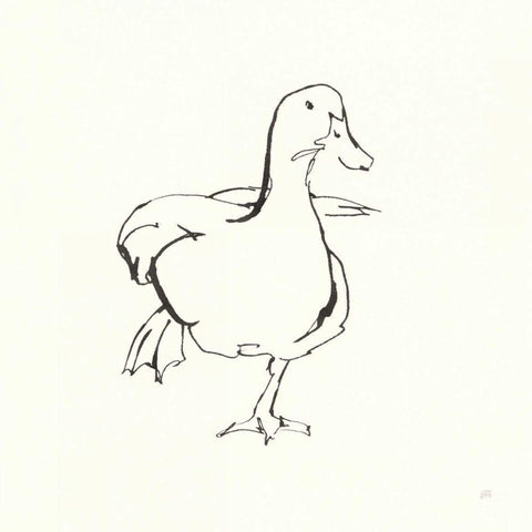 Line Duck II White Modern Wood Framed Art Print by Paschke, Chris