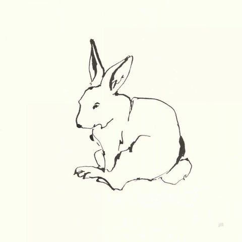 Line Bunny I Black Modern Wood Framed Art Print by Paschke, Chris