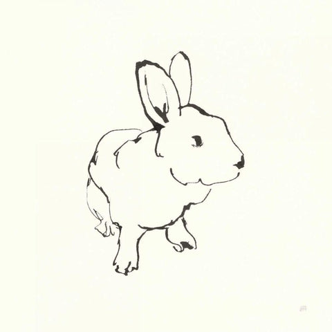 Line Bunny II Black Modern Wood Framed Art Print by Paschke, Chris