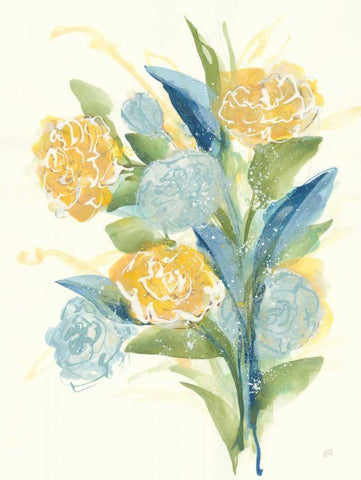 Sunshine Bouquet I Black Ornate Wood Framed Art Print with Double Matting by Paschke, Chris