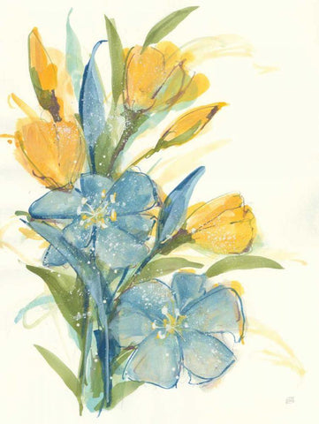 Sunshine Bouquet II White Modern Wood Framed Art Print with Double Matting by Paschke, Chris