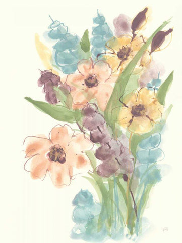 Earthy Bouquet I Black Ornate Wood Framed Art Print with Double Matting by Paschke, Chris