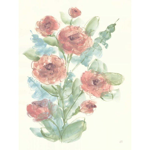 Camellia Bouquet II Black Modern Wood Framed Art Print with Double Matting by Paschke, Chris
