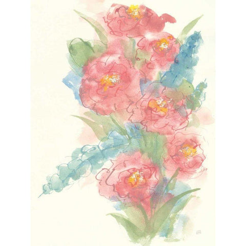 Peony Bouquet I Black Modern Wood Framed Art Print by Paschke, Chris