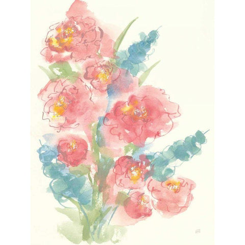 Peony Bouquet II White Modern Wood Framed Art Print by Paschke, Chris