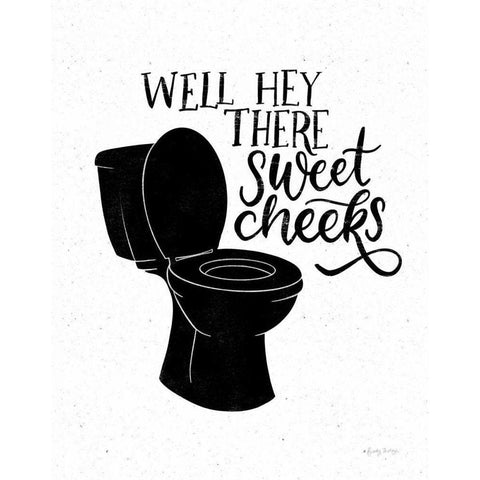 Bathroom Puns III Black White Modern Wood Framed Art Print by Thorns, Becky