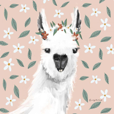 Delightful Alpacas I Floral Crop Black Ornate Wood Framed Art Print with Double Matting by Thorns, Becky
