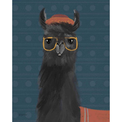 Delightful Alpacas IV Blue Gold Ornate Wood Framed Art Print with Double Matting by Thorns, Becky