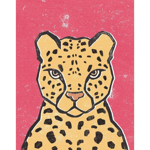 Jungle Cat Hot Pink Gold Ornate Wood Framed Art Print with Double Matting by Hershey, Moira
