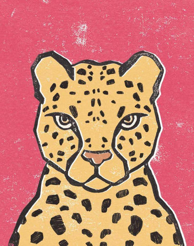 Jungle Cat Hot Pink Black Ornate Wood Framed Art Print with Double Matting by Hershey, Moira