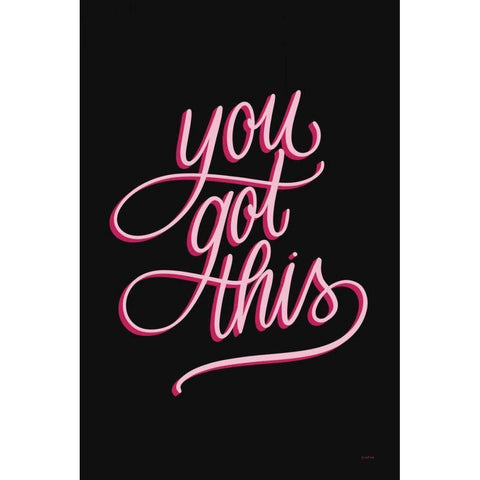 You Got This Black and Pink Gold Ornate Wood Framed Art Print with Double Matting by Thorns, Becky