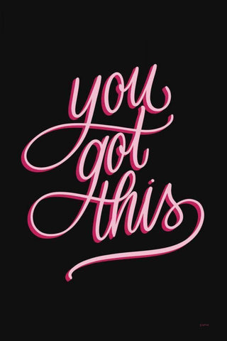 You Got This Black and Pink Black Ornate Wood Framed Art Print with Double Matting by Thorns, Becky