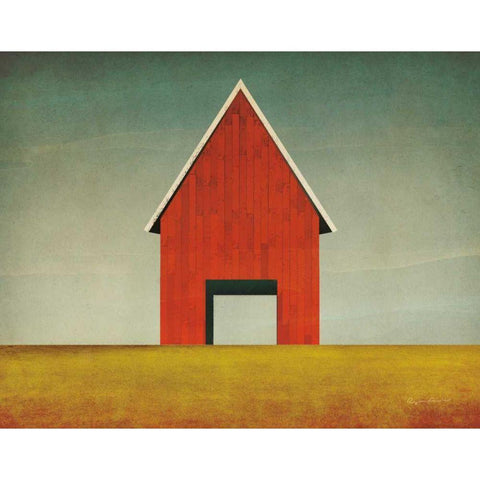 Red Barn Summer White Modern Wood Framed Art Print by Fowler, Ryan