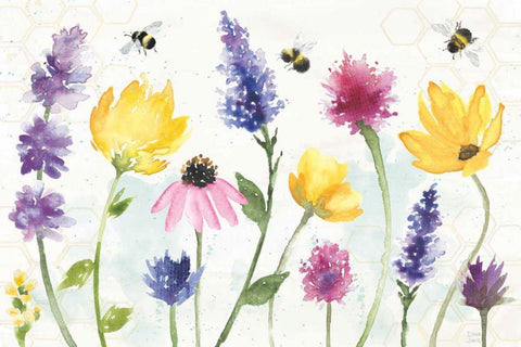 Bee Harmony I Black Ornate Wood Framed Art Print with Double Matting by June, Dina