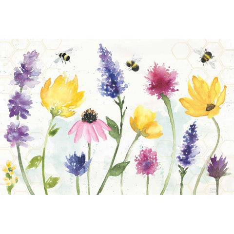 Bee Harmony I Gold Ornate Wood Framed Art Print with Double Matting by June, Dina
