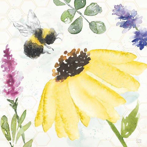 Bee Harmony III White Modern Wood Framed Art Print by June, Dina