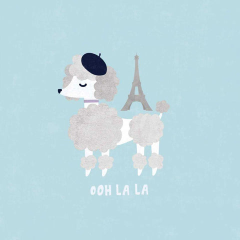 Good Dogs French Poodle Pastel Black Modern Wood Framed Art Print with Double Matting by Hershey, Moira