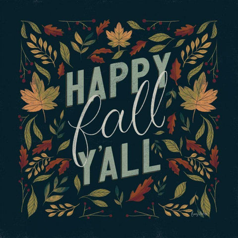 Autumn Sayings I v2 White Modern Wood Framed Art Print with Double Matting by Thorns, Becky