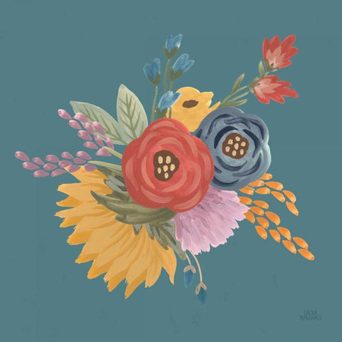 Harvest Garden Flowers IV Gold Ornate Wood Framed Art Print with Double Matting by Marshall, Laura