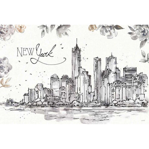 Skyline Sketches I Black Modern Wood Framed Art Print with Double Matting by Tavoletti, Anne