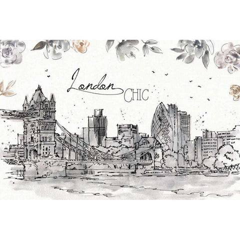 Skyline Sketches IV Black Modern Wood Framed Art Print with Double Matting by Tavoletti, Anne