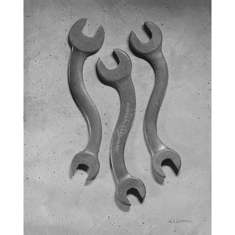 Dancing Wrenches White Modern Wood Framed Art Print by Goldstein, Ed