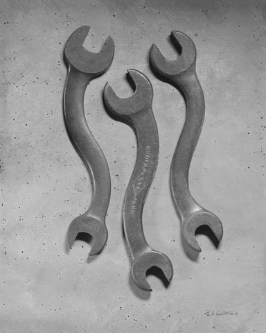 Dancing Wrenches Black Ornate Wood Framed Art Print with Double Matting by Goldstein, Ed