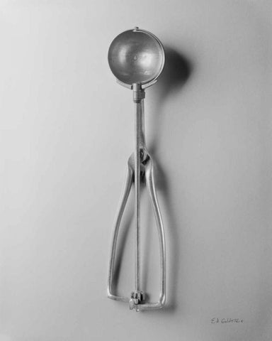 Ice Cream Scoop II White Modern Wood Framed Art Print with Double Matting by Goldstein, Ed