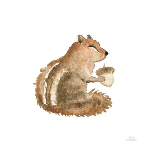 Woodland Whimsy Squirrel White Modern Wood Framed Art Print with Double Matting by Marshall, Laura
