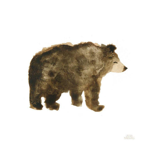 Woodland Whimsy Bear Gold Ornate Wood Framed Art Print with Double Matting by Marshall, Laura