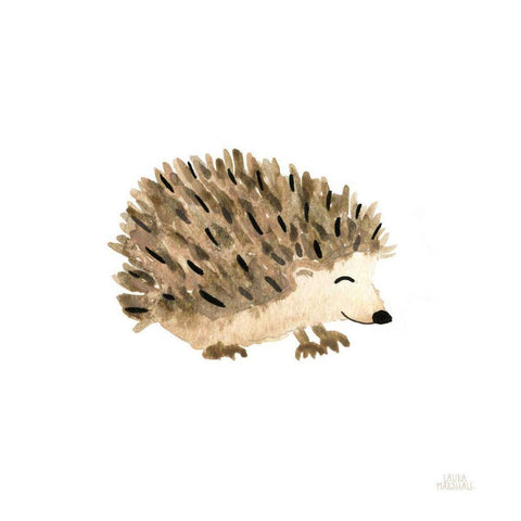 Woodland Whimsy Hedgehog White Modern Wood Framed Art Print by Marshall, Laura