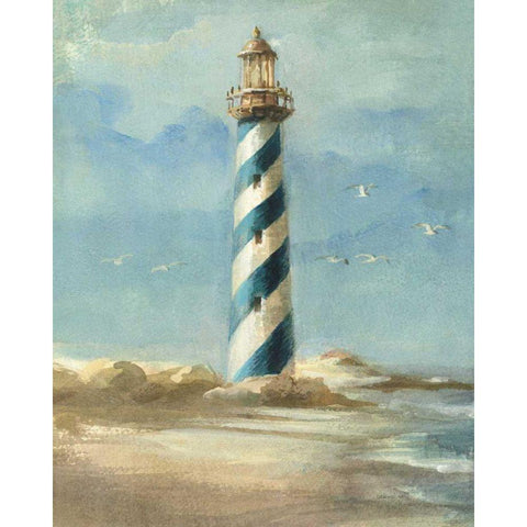 Lighthouse I White Modern Wood Framed Art Print by Nai, Danhui