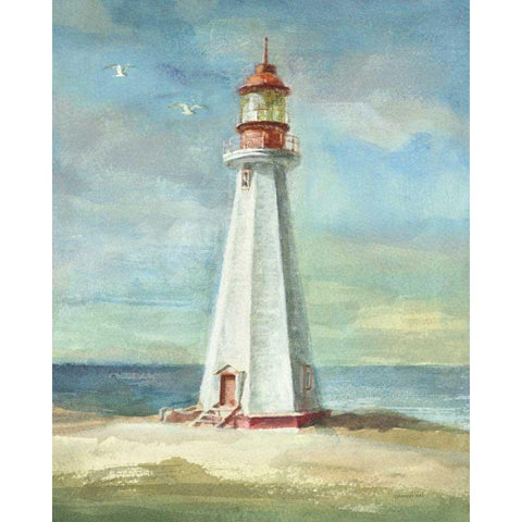 Lighthouse III Gold Ornate Wood Framed Art Print with Double Matting by Nai, Danhui