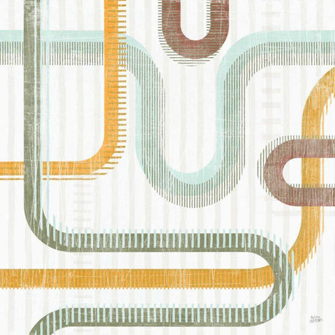 Subway Lines II Black Ornate Wood Framed Art Print with Double Matting by Averinos, Melissa